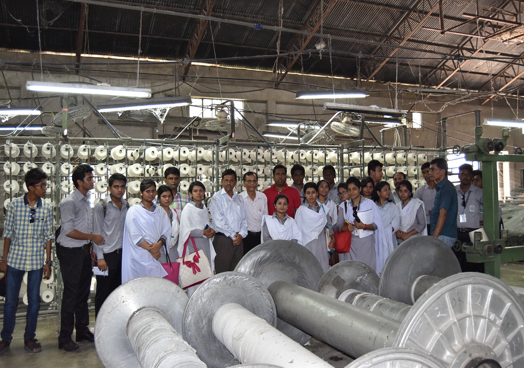 Students and faculty members with the General Manager inside Asian Textile Mills Ltd.