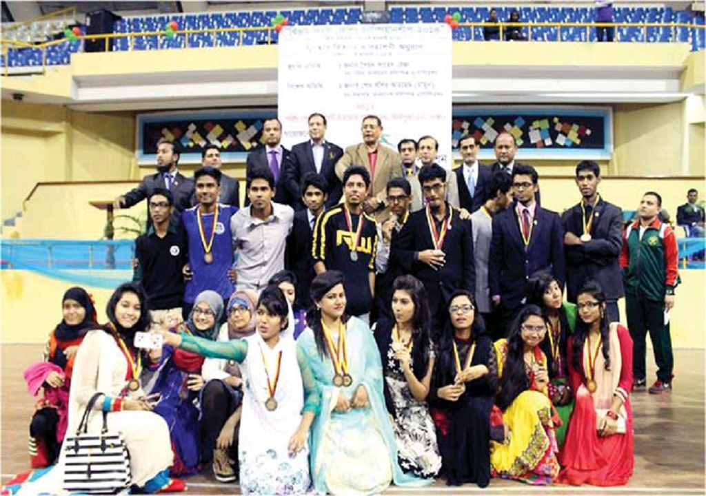  The BBA Student, Md. Sajjad Hosain, posing with other winners of Silver medal in Fencing game in Bijoy Dibosh Cup Championship 2014